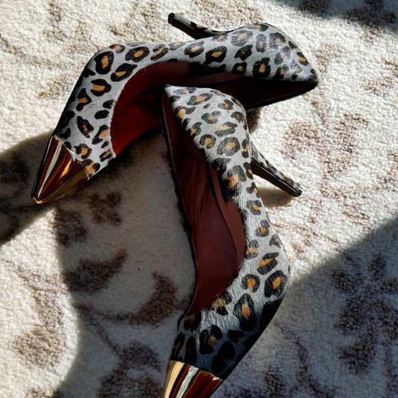 Heels Steve Madden Heels Grey Leopard Calf  sz 7.5 - Picture 6 of 7